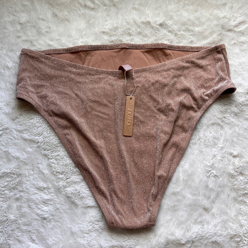 Skims Metallic Swim High Waisted Bikini Bottom Rose Gold SW-BKN-0108 Size 4X NWT